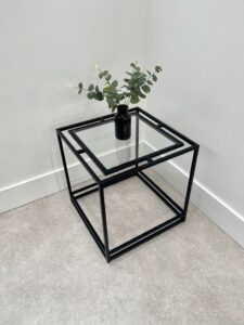 Steel glass side table